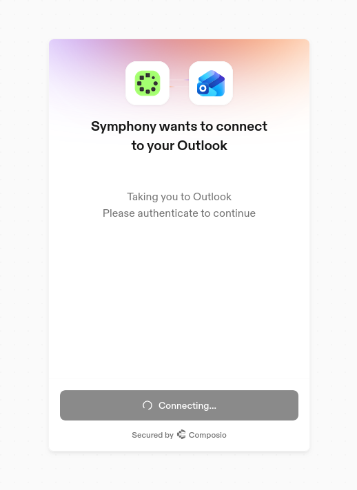 Microsoft authorization permissions for connecting Outlook to Symphony by Wix