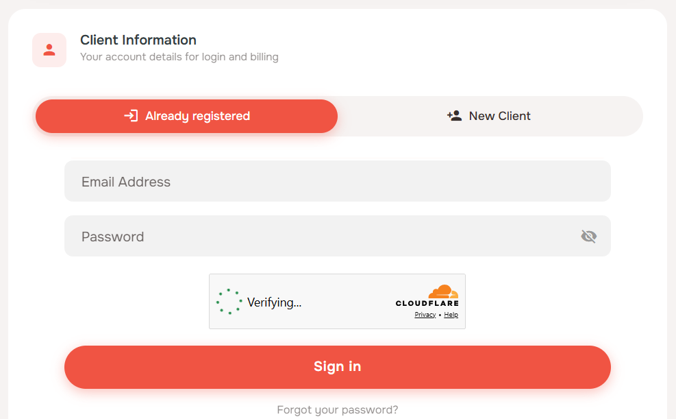 AlexHost checkout customer information form