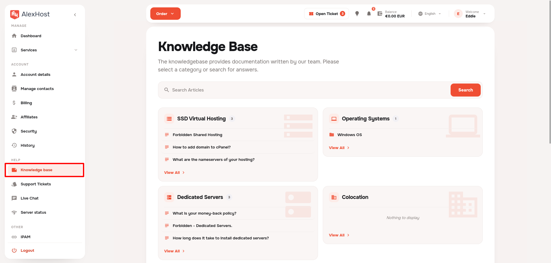 screenshot of the Knowledge Base