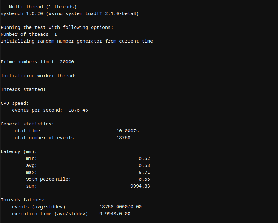 Bluehost Claude Code VPS repeated single-core CPU benchmark results