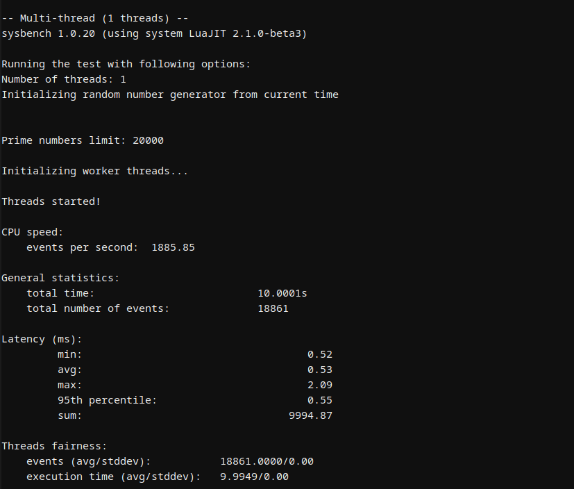 Bluehost Docker Hosting CPU performance test output