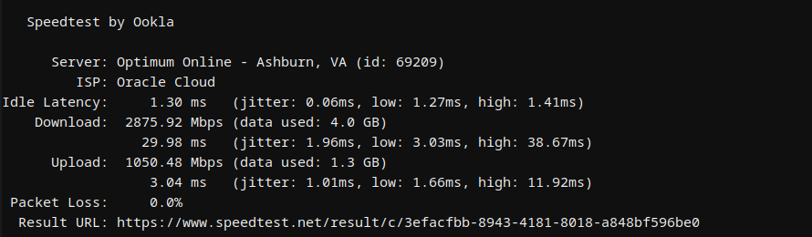 Bluehost Hermes Agent first Ookla network speed test results