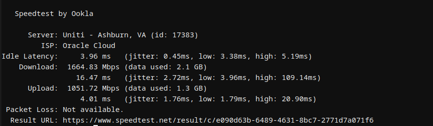 Bluehost Hermes Agent second Ookla network speed test results