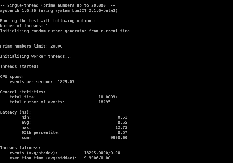 Bluehost OpenClaw VPS single-thread sysbench CPU benchmark results