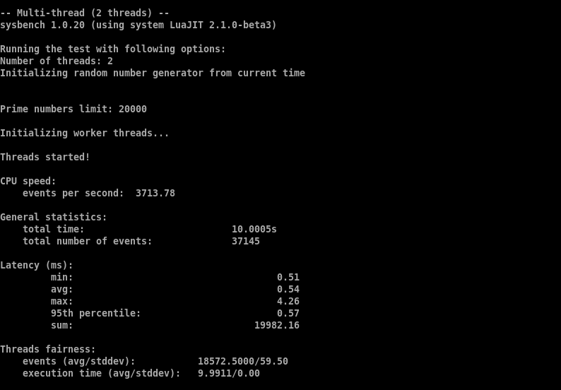 Bluehost OpenClaw VPS multi-thread sysbench CPU benchmark results
