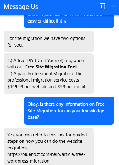 Bluehost customer support live chat