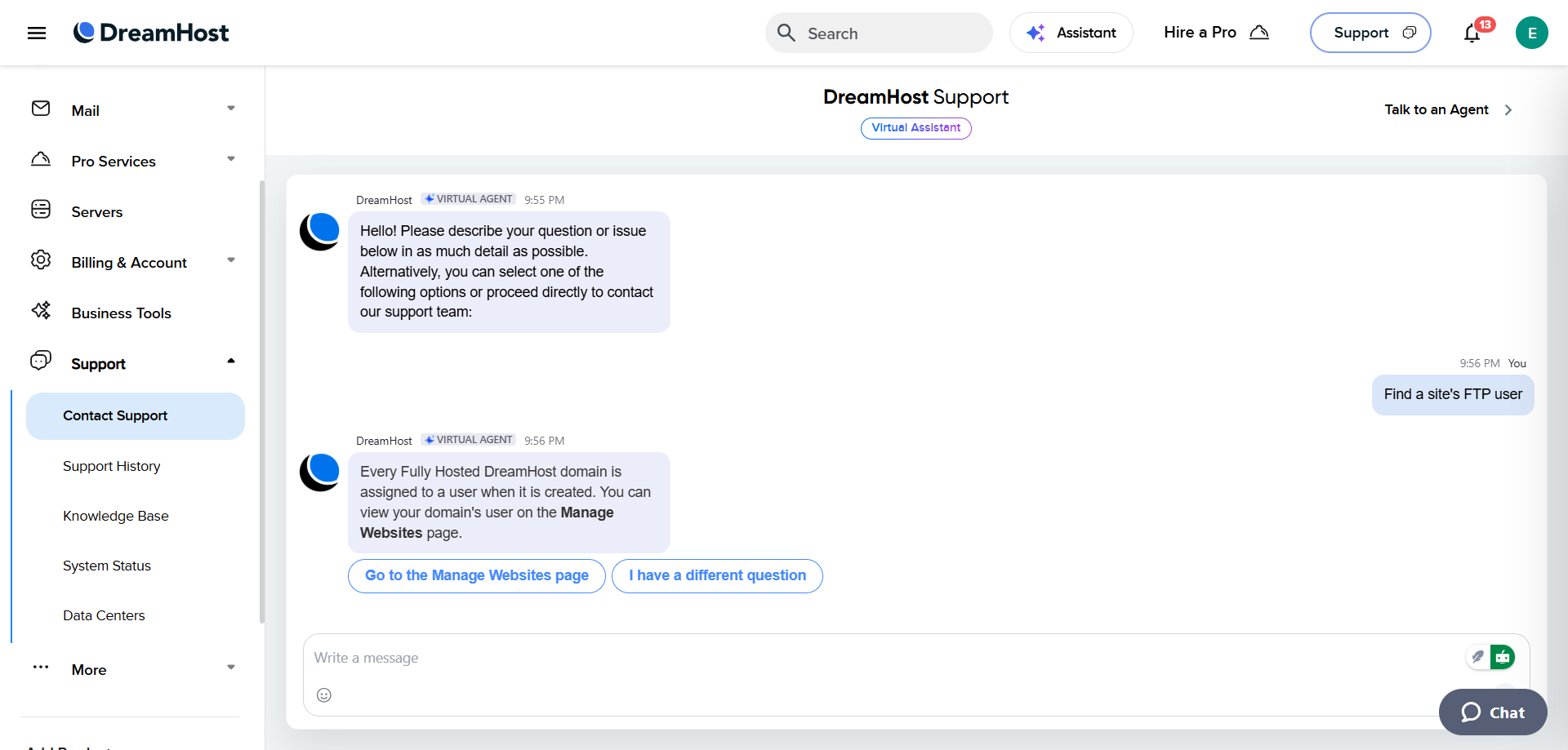 DreamHost virtual assistant support