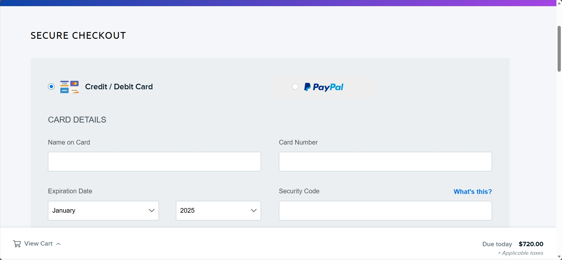 DreamHost secure checkout billing information