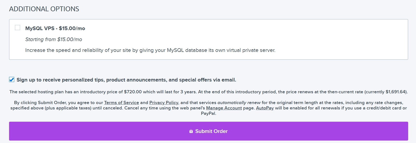 DreamHost MySQL VPS additional option