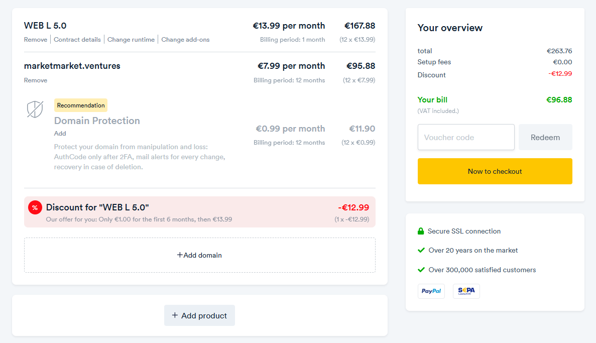 Dogado checkout customer information form