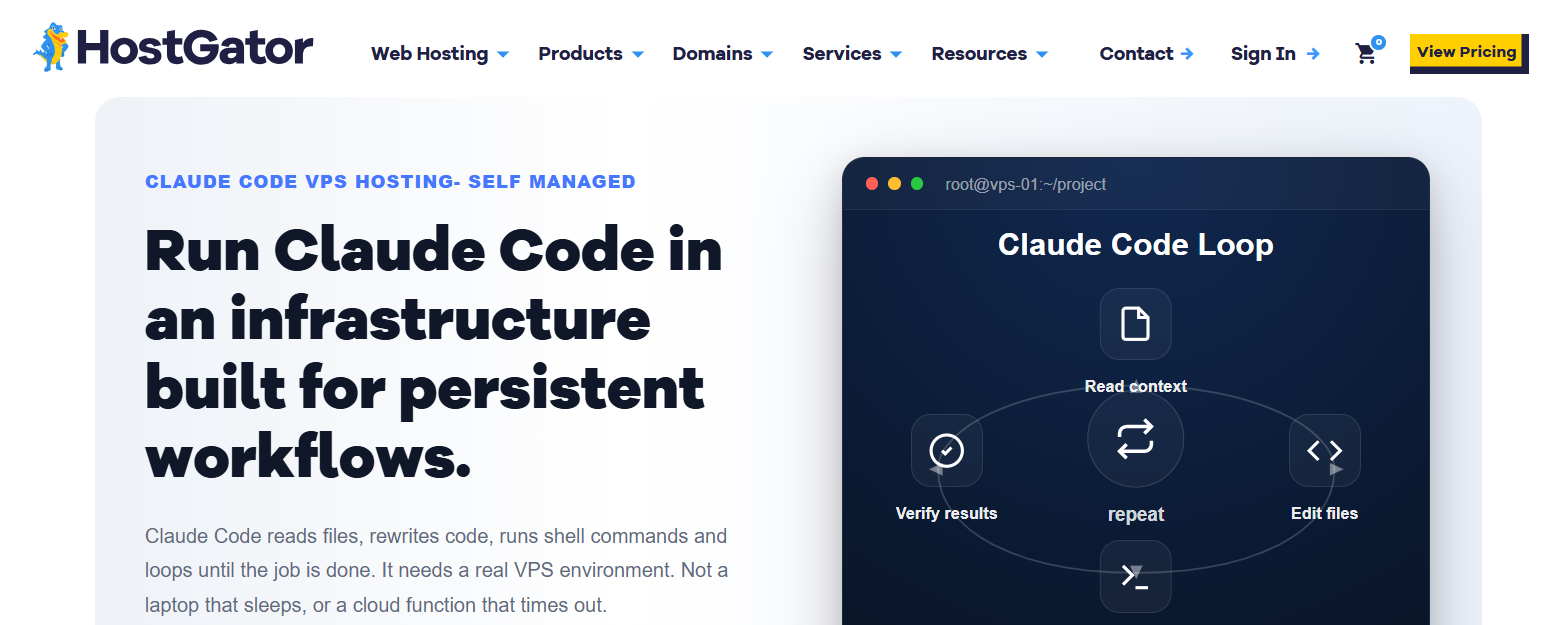 HostGator VPS hosting options for Claude Code