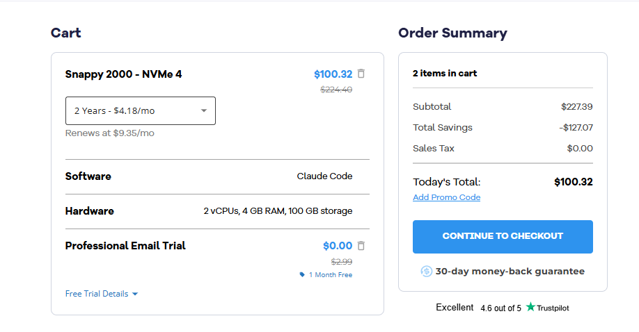 HostGator account and customer information checkout form for n8n hosting