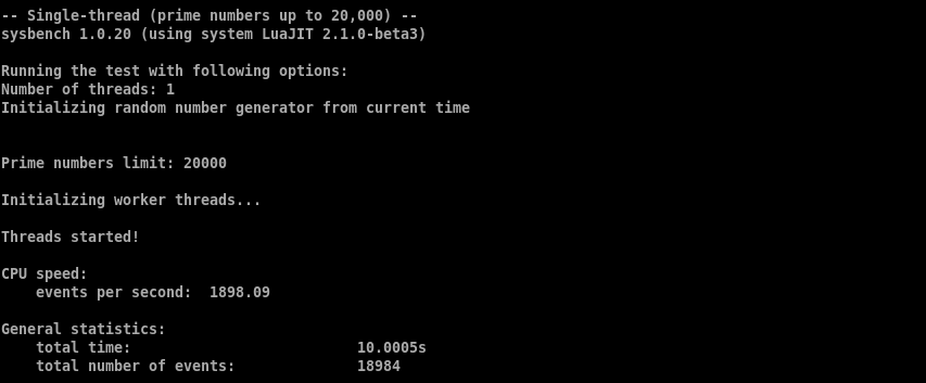 HostGator n8n VPS single-thread CPU benchmark results