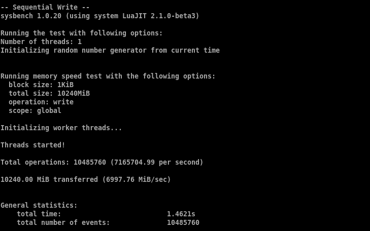 HostGator n8n VPS sequential memory write benchmark results