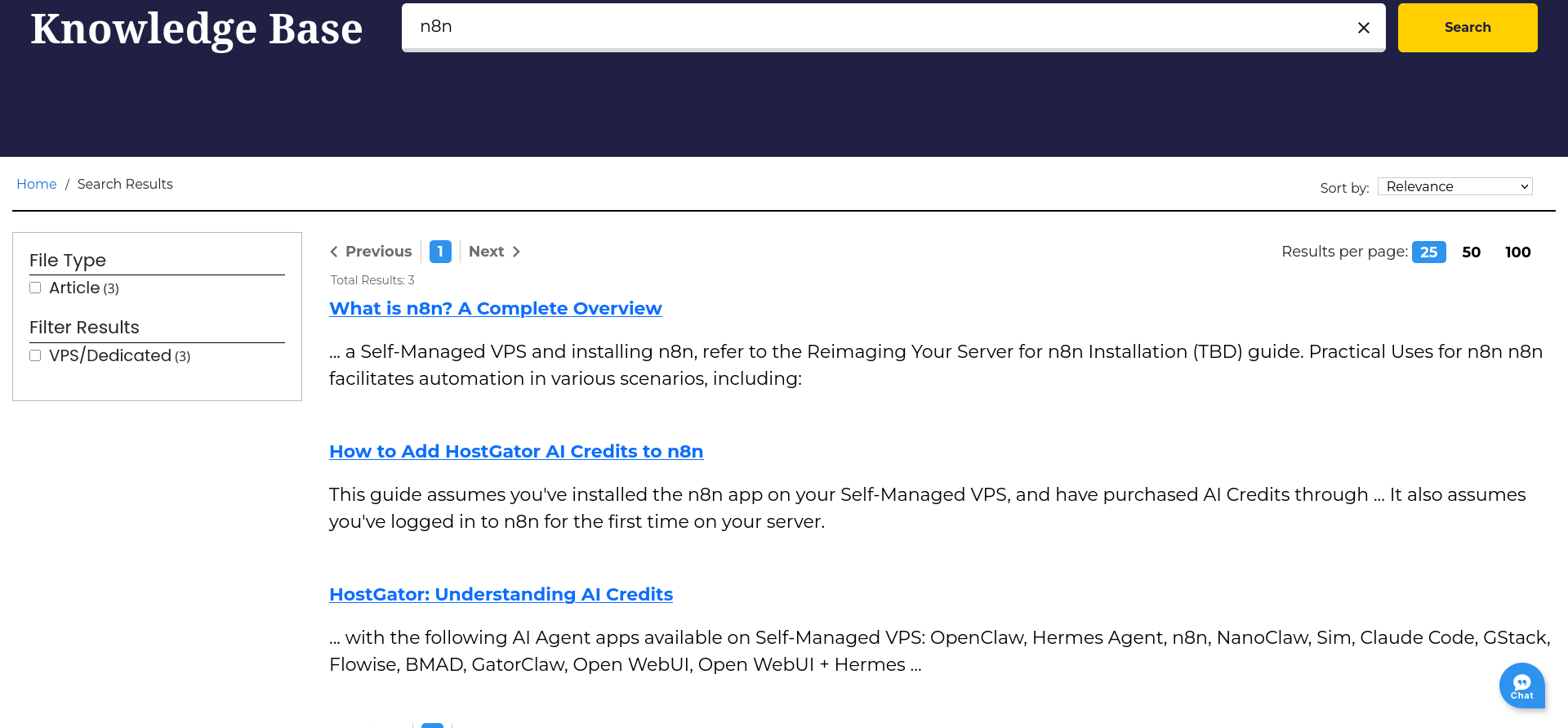 HostGator Knowledge Base search results for n8n