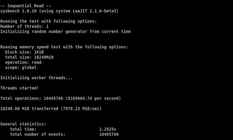 HostGator n8n VPS sequential memory read benchmark results