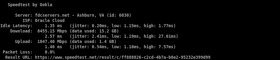 HostGator OpenClaw VPS second network speed test confirming bandwidth latency and zero packet loss