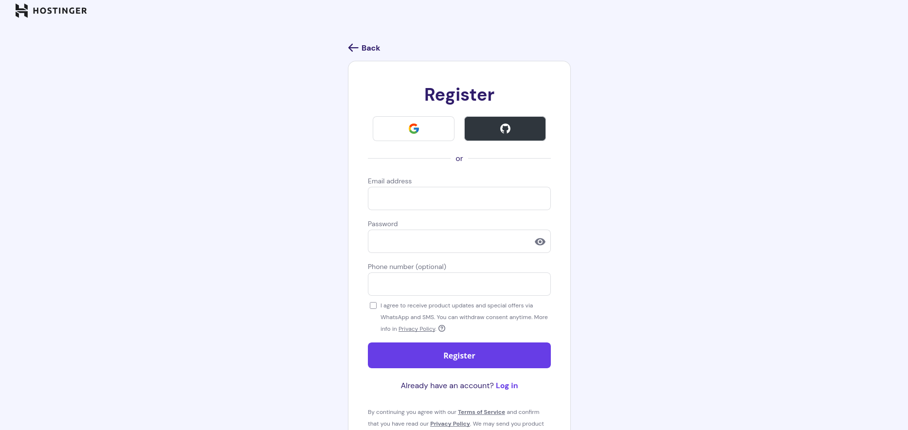 Hostinger OpenClaw VPS account registration and payment screen