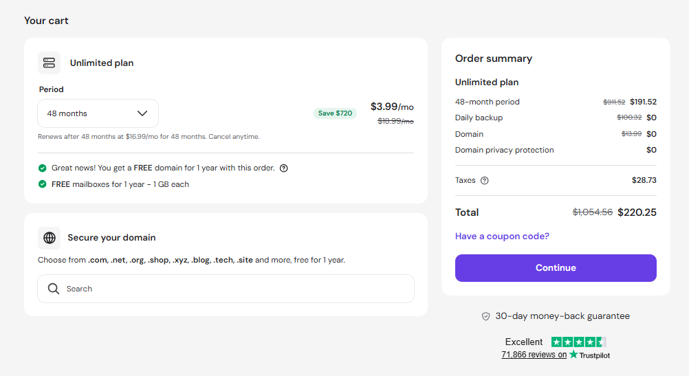 Hostinger Website Builder Premium Unlimited and Cloud Startup plans
