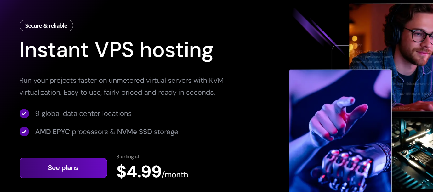 LumaDock VPS hosting category and server options