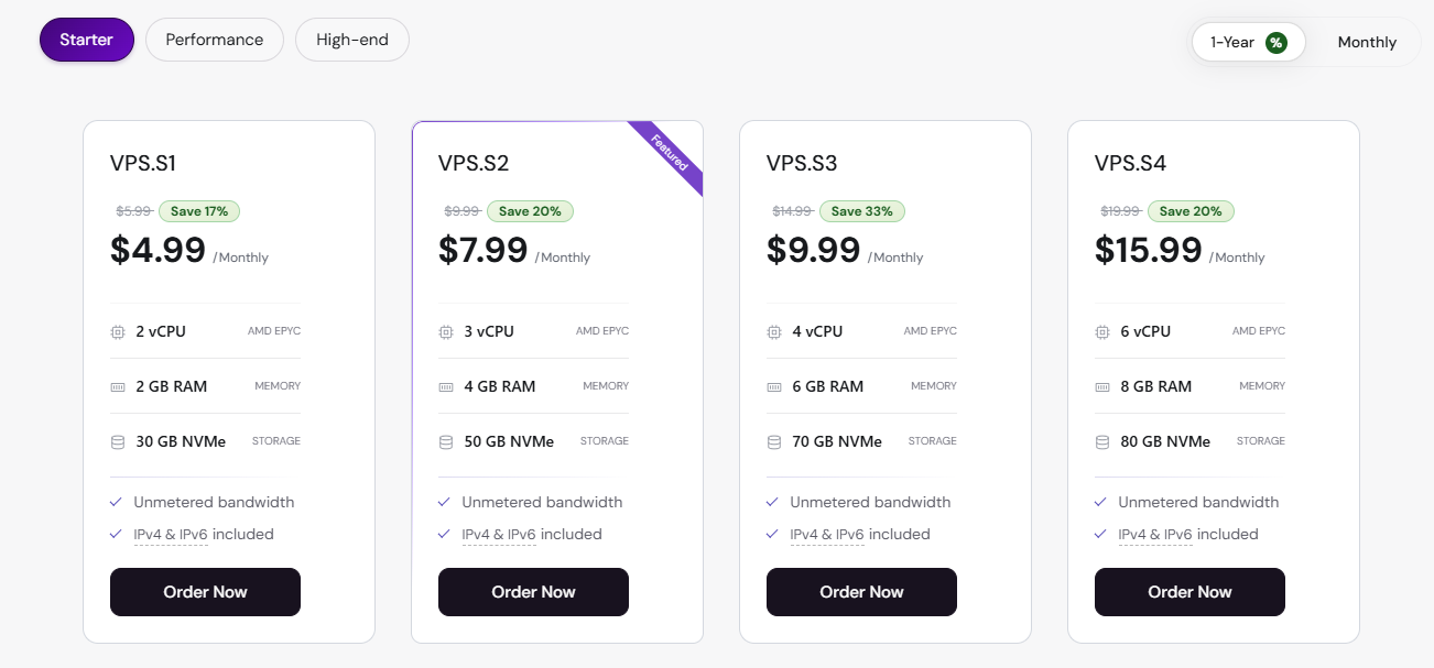 LumaDock VPS plans with CPU RAM and NVMe storage options