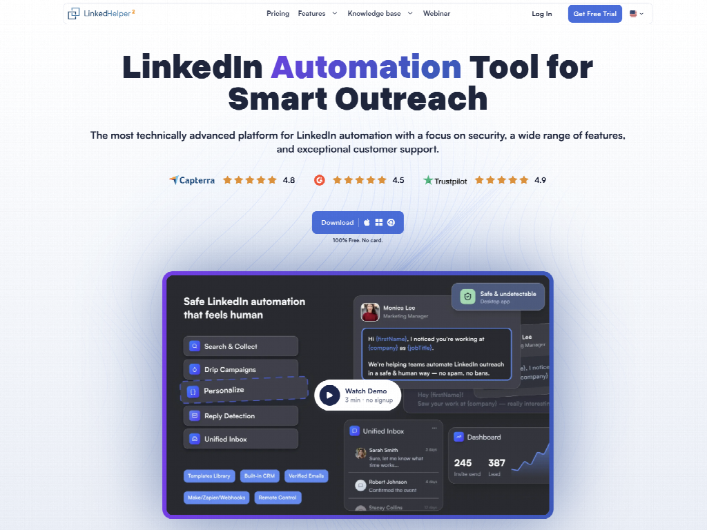 screenshot of Linked Helper page