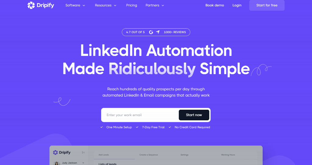 screenshot of Dripify page