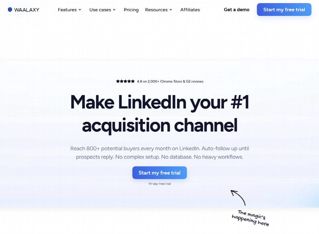 screenshot of Waalaxy page