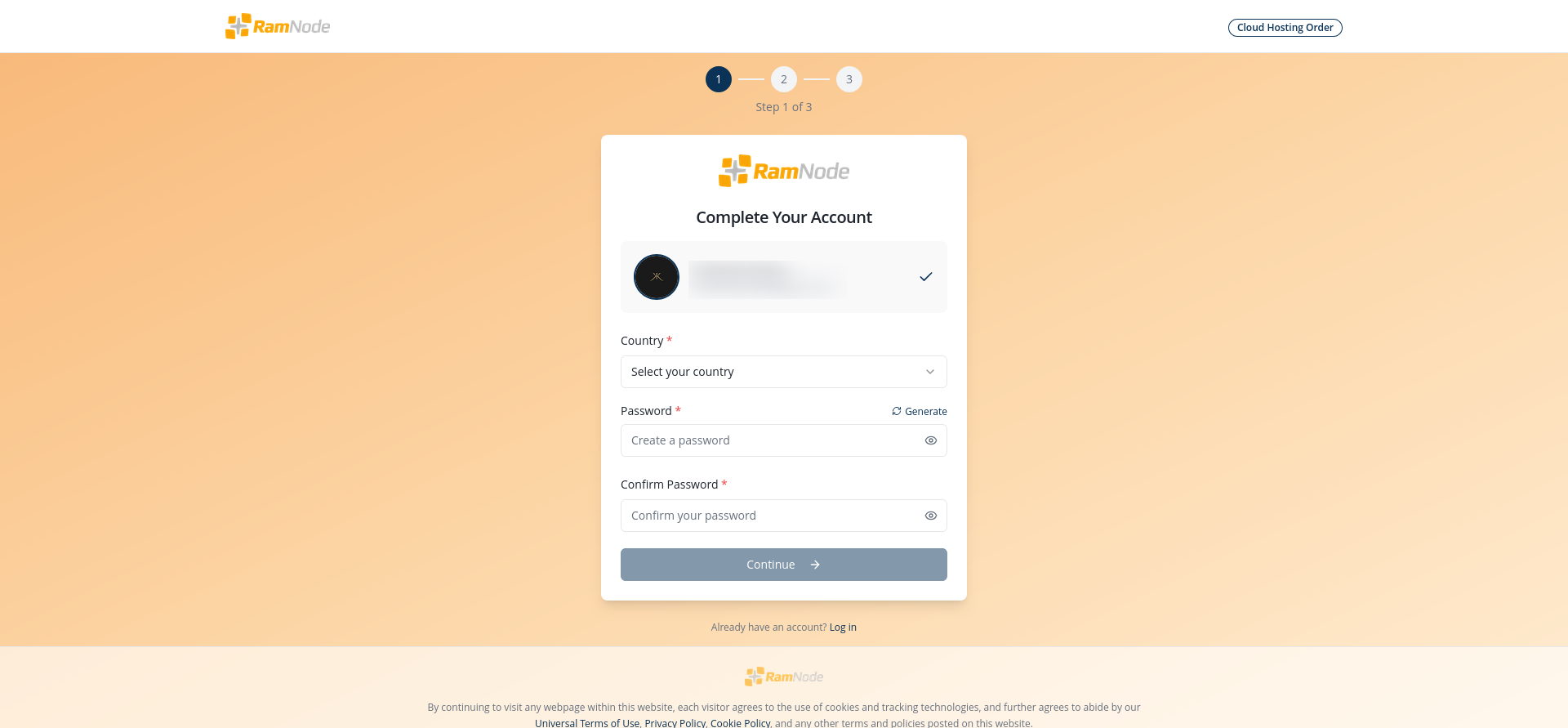 screenshot of Sign Up form