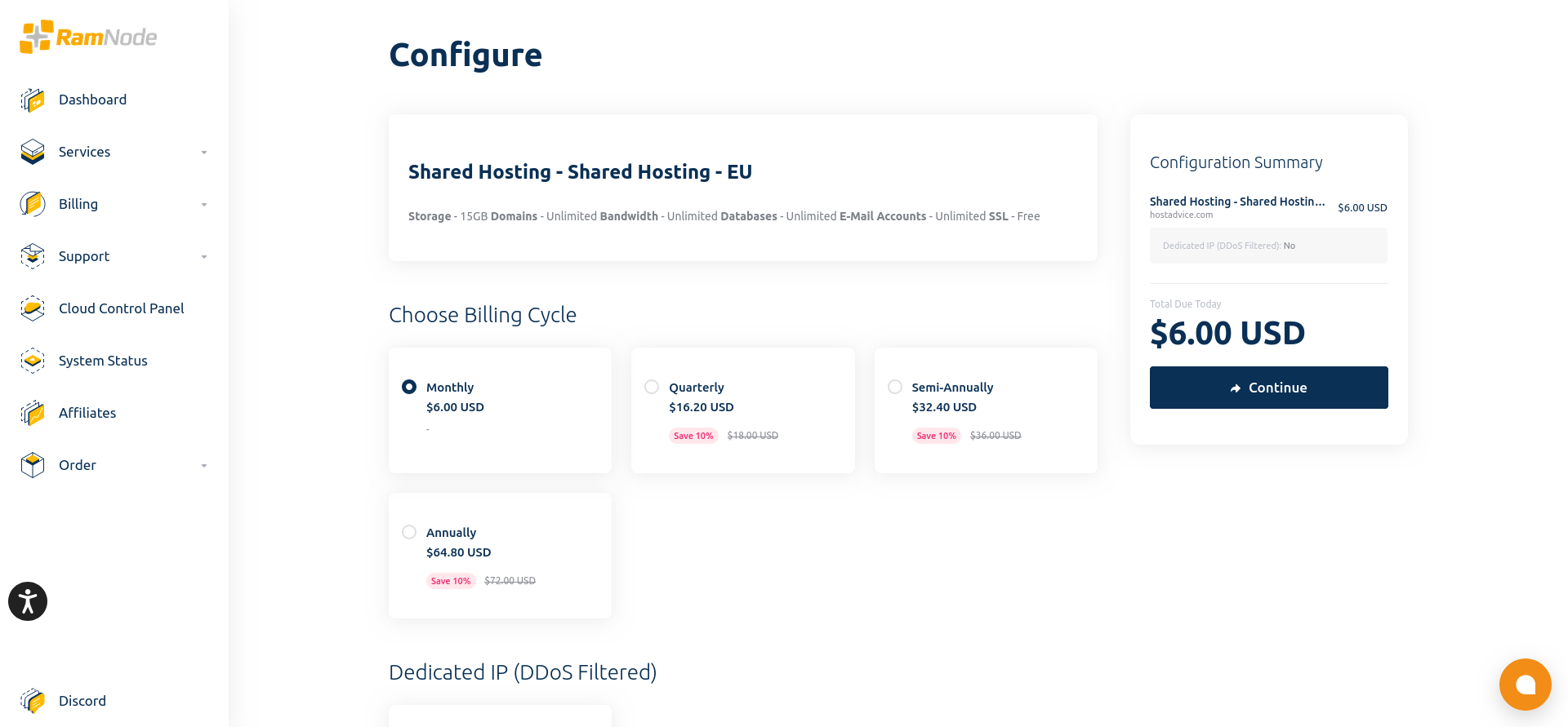 screenshot of the product configurations