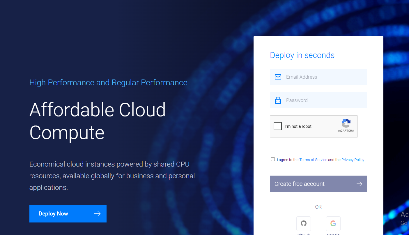 Vultr Regular Performance Cloud Platform Deploy Now option