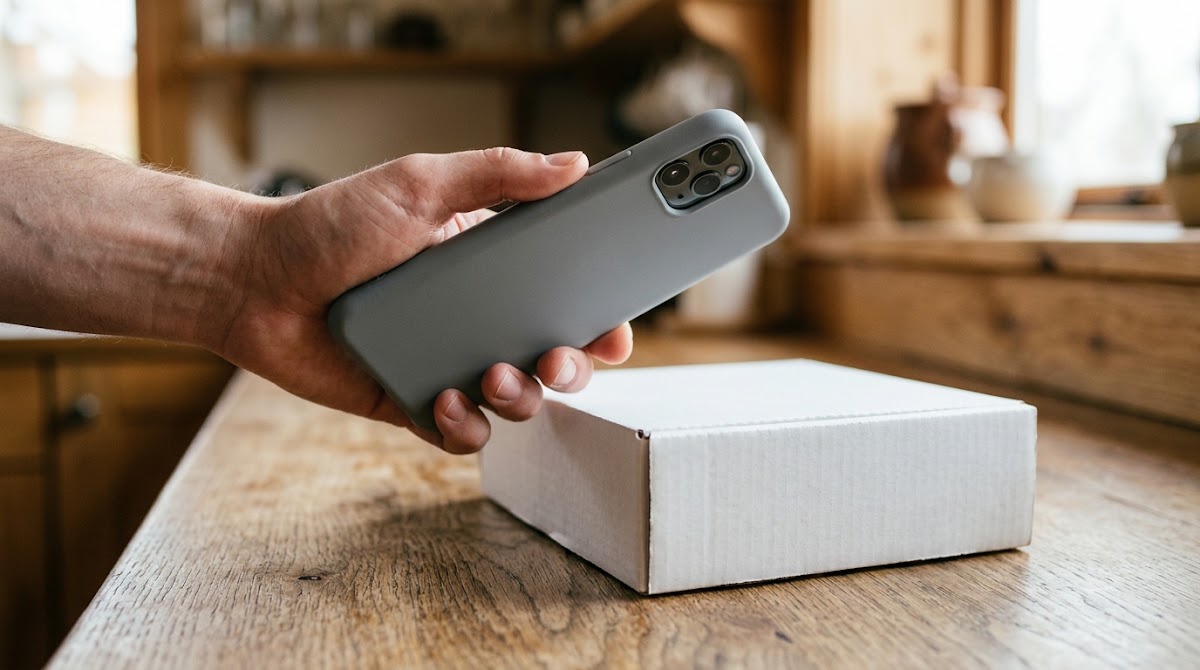 Person scanning a package with a smartphone banner_23