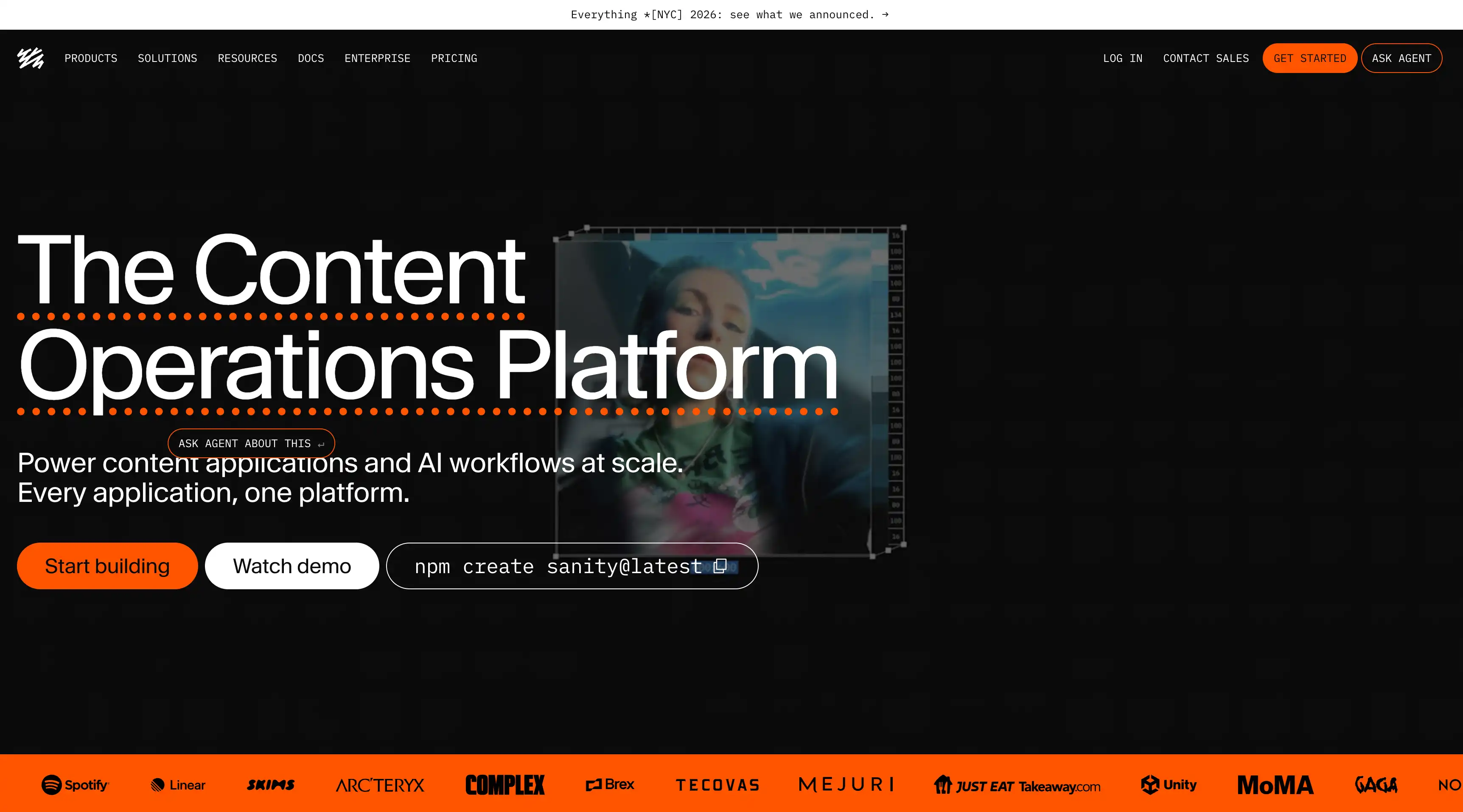 Sanity website screenshot