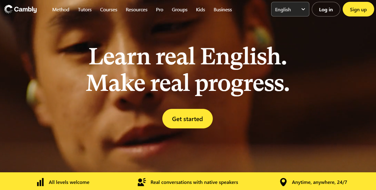 Cambly app homepage screenshot