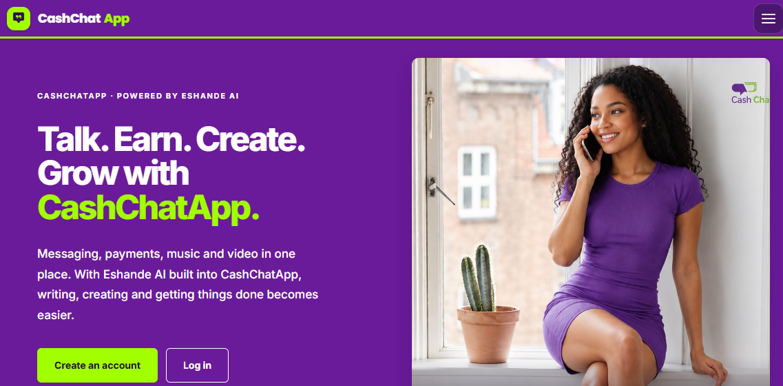 CashChatApp homepage screenshot