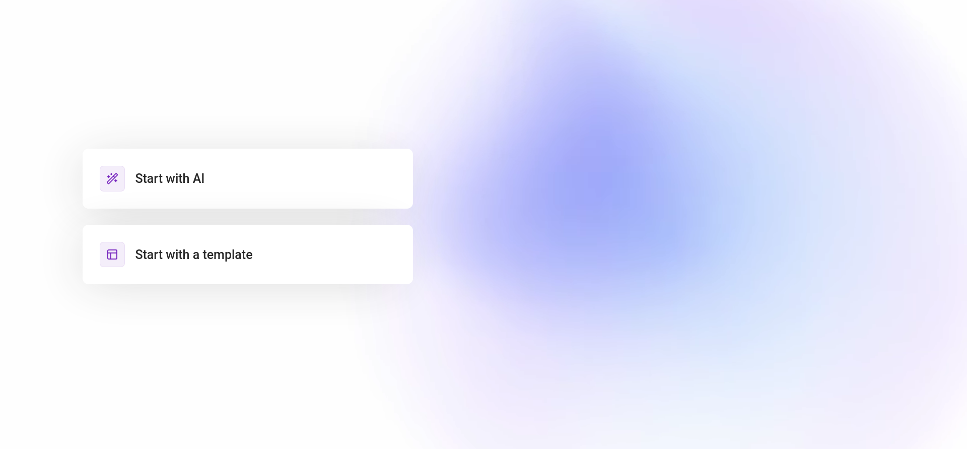 Fasthosts Website Builder start screen offering Start with AI and Start with a template.