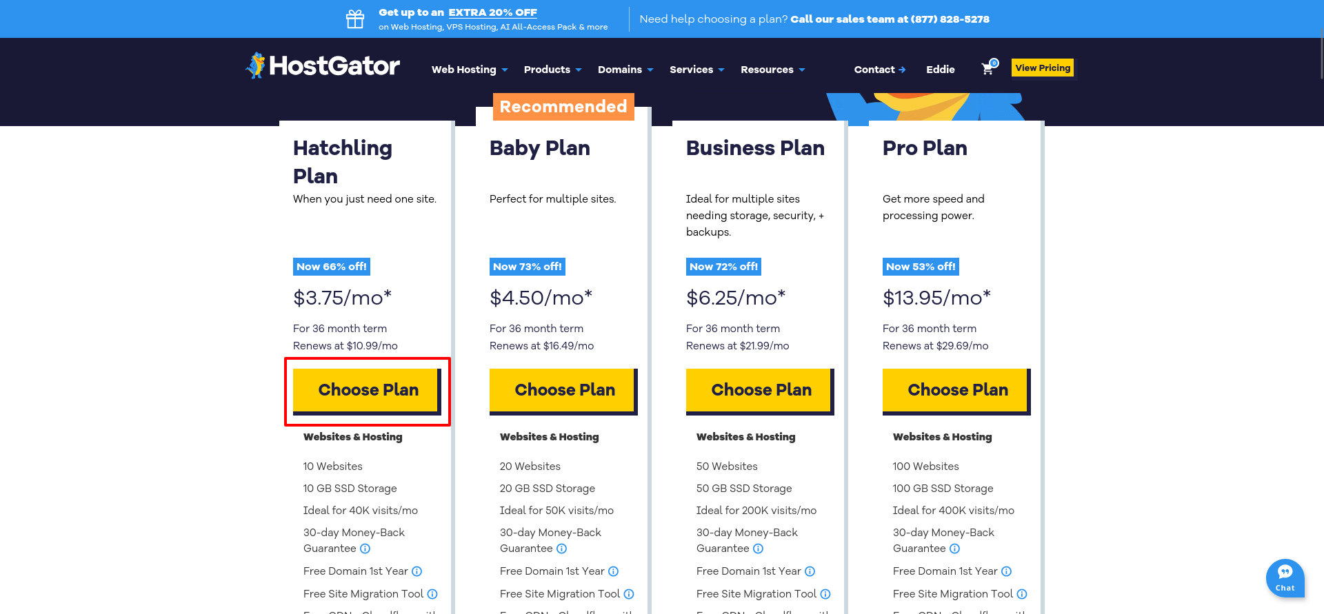 HostGator’s supplied plan cards show the structure of the shared lineup. The introductory amounts belong to that test, not a guaranteed current offer
