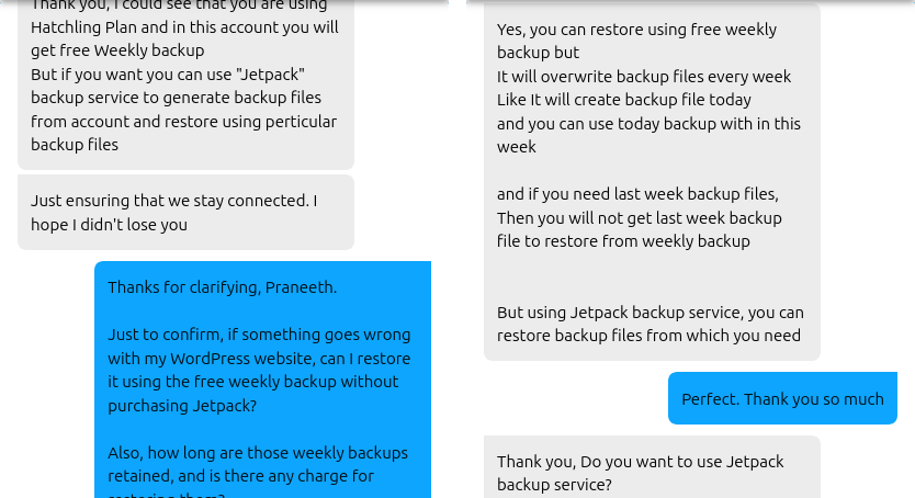 HostGator support explained the backup retention pattern, but did not confirm the charge for restoring it