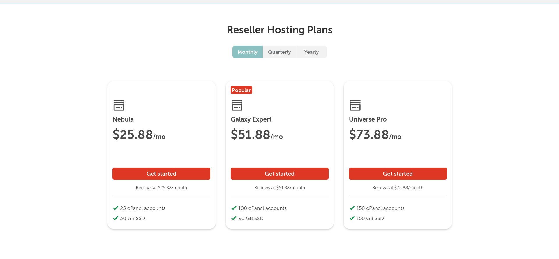 Namecheap reseller pricing screen