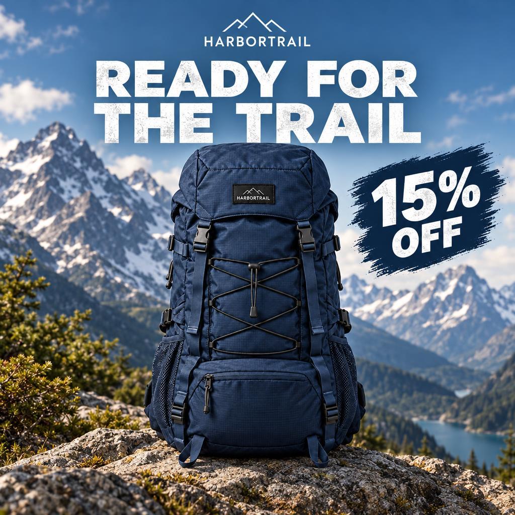 GPT Image 2.5 Flare ad showing READY FOR THE TRAIL and 15% OFF in the intended composition.