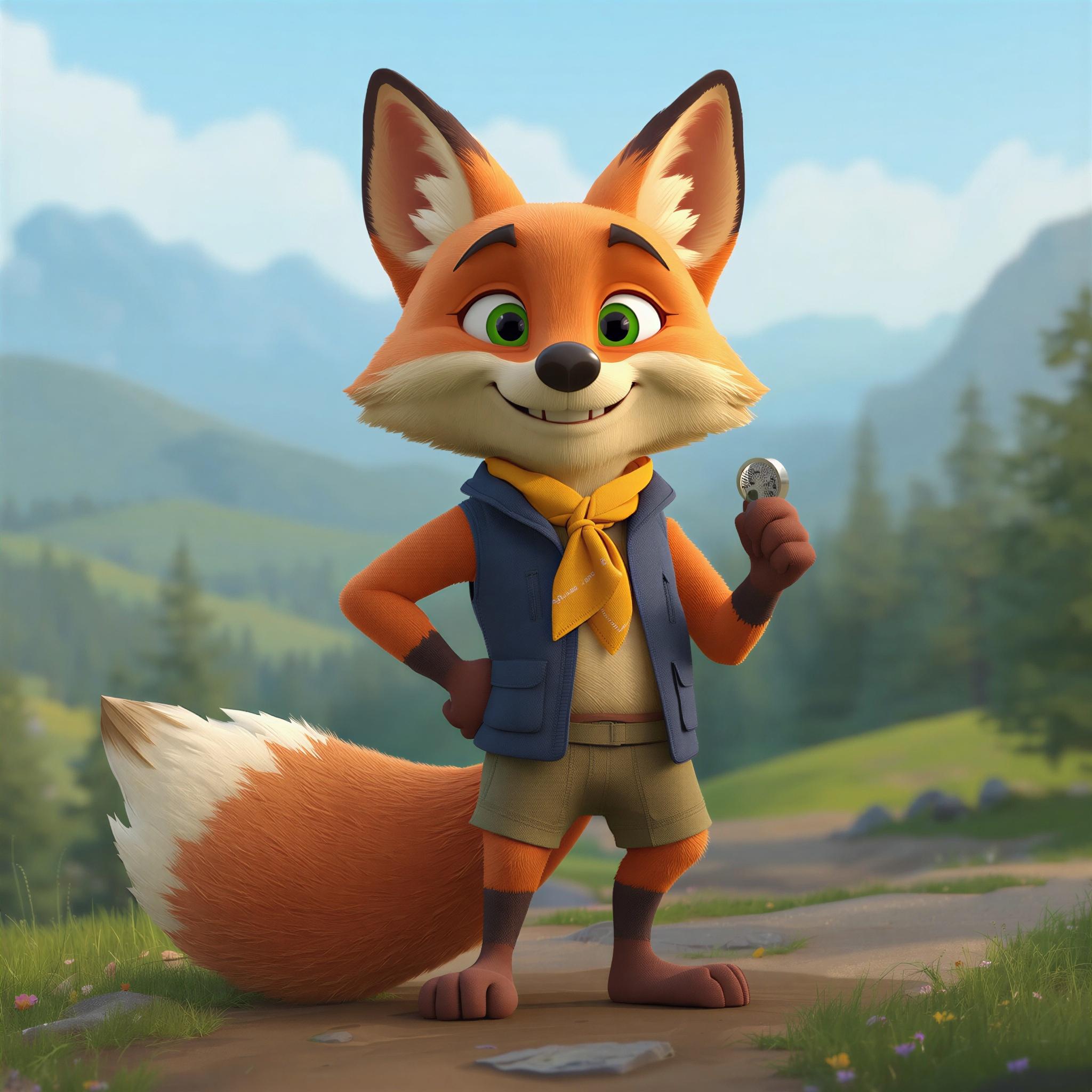 The fox mascot upscaled in Pro Precise mode to 2048 × 2048 while retaining its recognizable features.