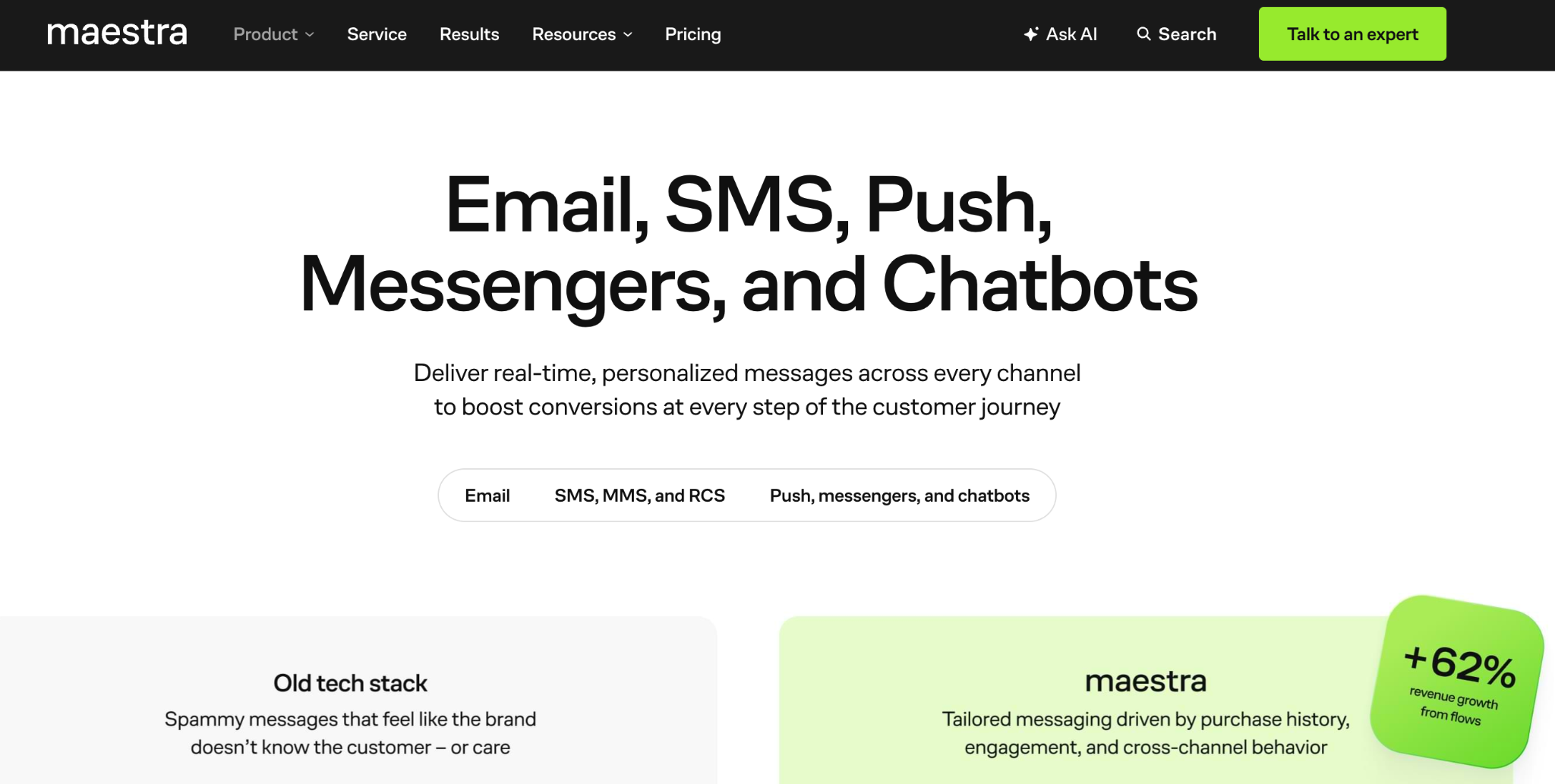 Maestra website screenshot