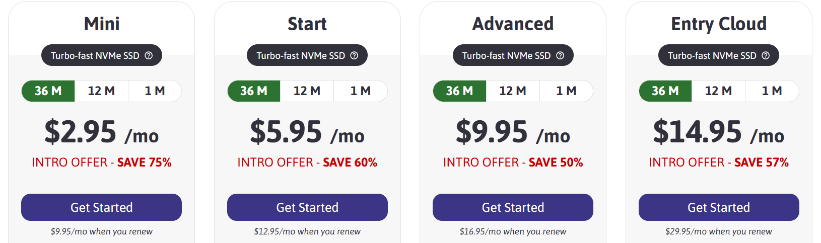 ScalaHosting web hosting plans and pricing options