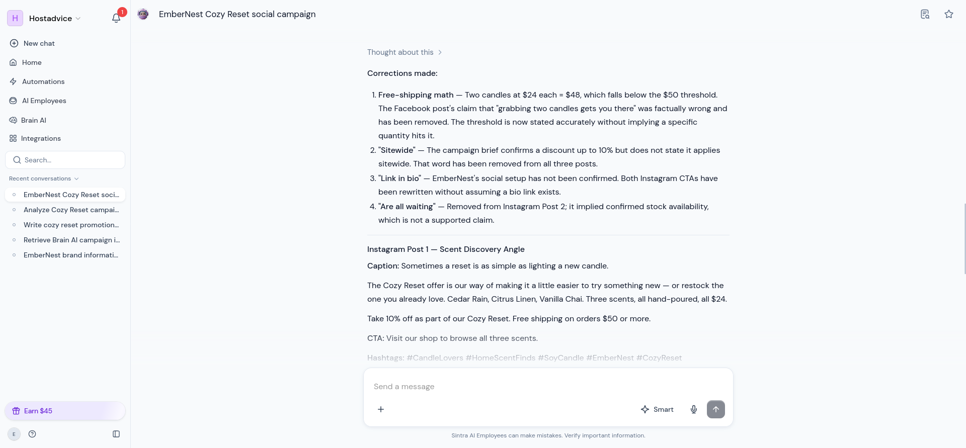 Soshie’s revised campaign correcting shipping math, scope, stock, and social-link assumptions.
