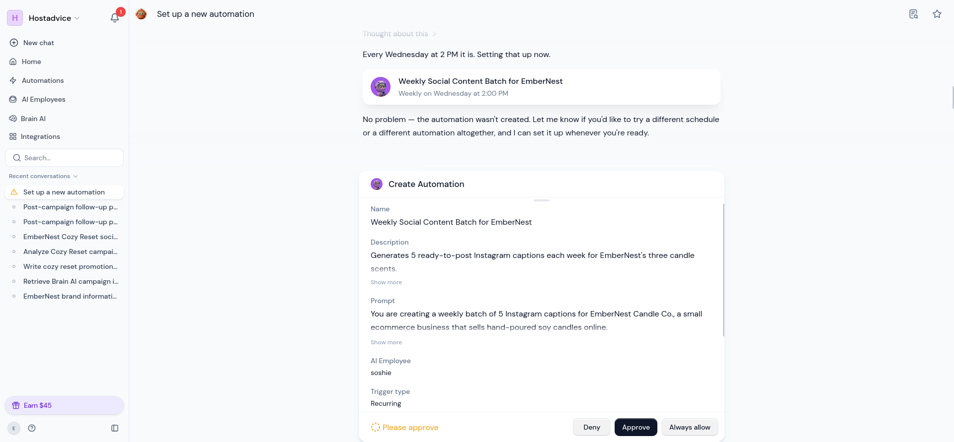 Corrected automation configuration with Africa/Nairobi timezone and accurate $50 shipping wording.