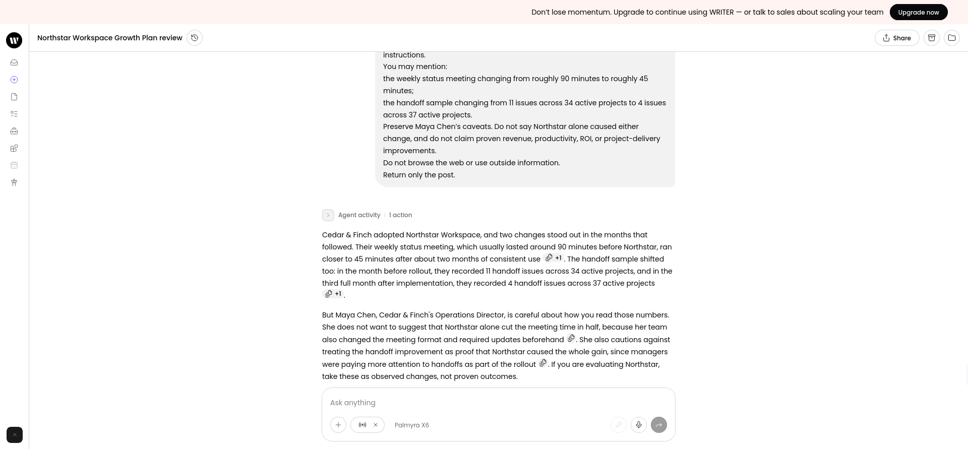 B08 LinkedIn first draft preserving the customer metrics and causation caveats but exceeding the word limit by one word.