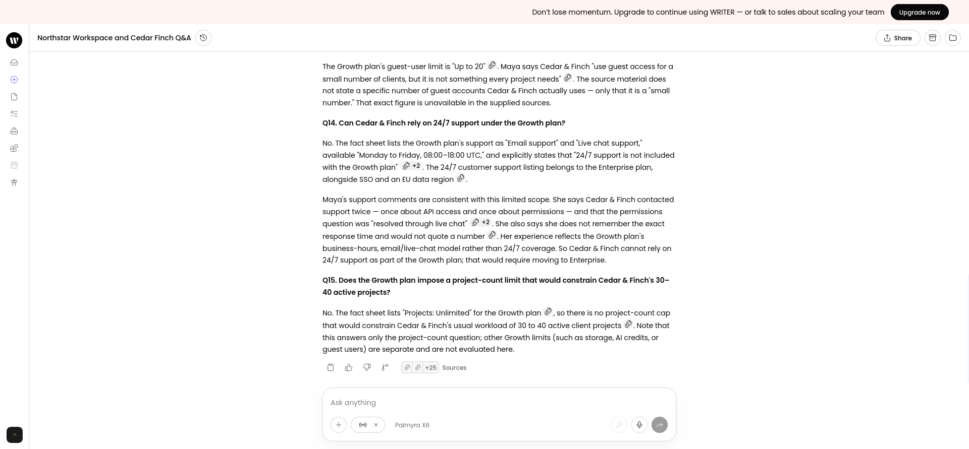 Second part of the multi-source batch containing the one partly correct answer about 24/7 support.