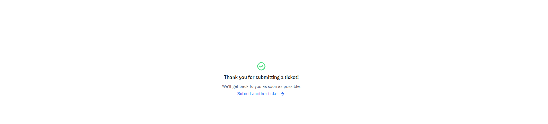 WRITER support confirmation page displayed immediately after the Knowledge Graph ticket was submitted.