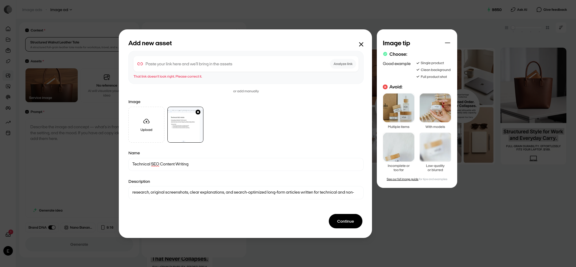 Manual Zeely service setup for Technical SEO Content Writing, with the source image, service name, and factual description.